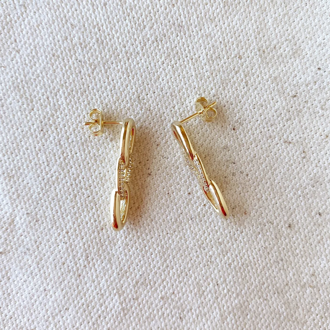 18k Gold Filled Faux Chain Drop Earrings sold by Care Tucker product image thumbnail 3