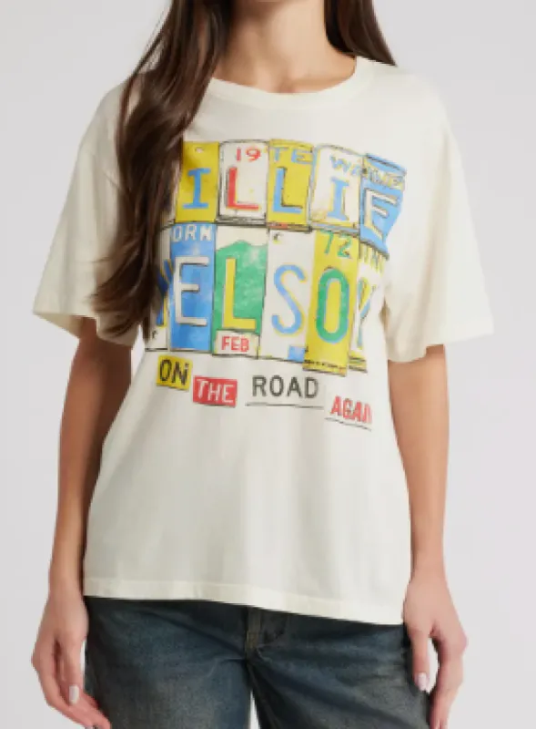 Willie Nelson On The Road Again Boyfriend Tee sold by Care Tucker