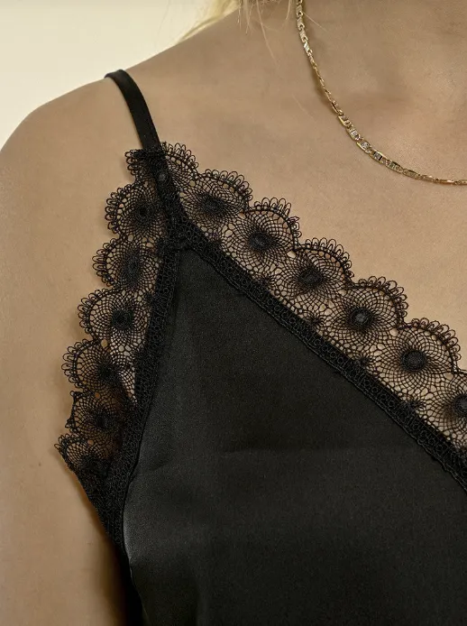 SATIN CAMISOLE WITH LACE sold by Care Tucker product image thumbnail 3