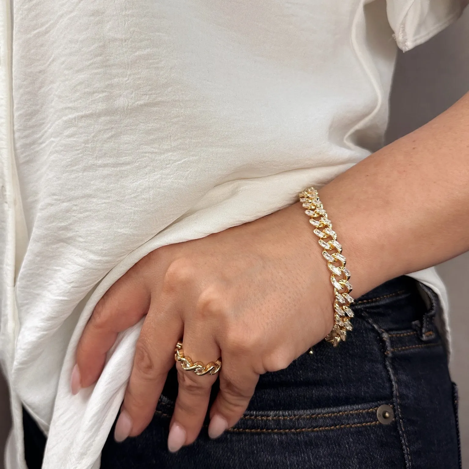 18k Gold Filled Iced Chunky Cuban Bracelet sold by Care Tucker product image thumbnail 2