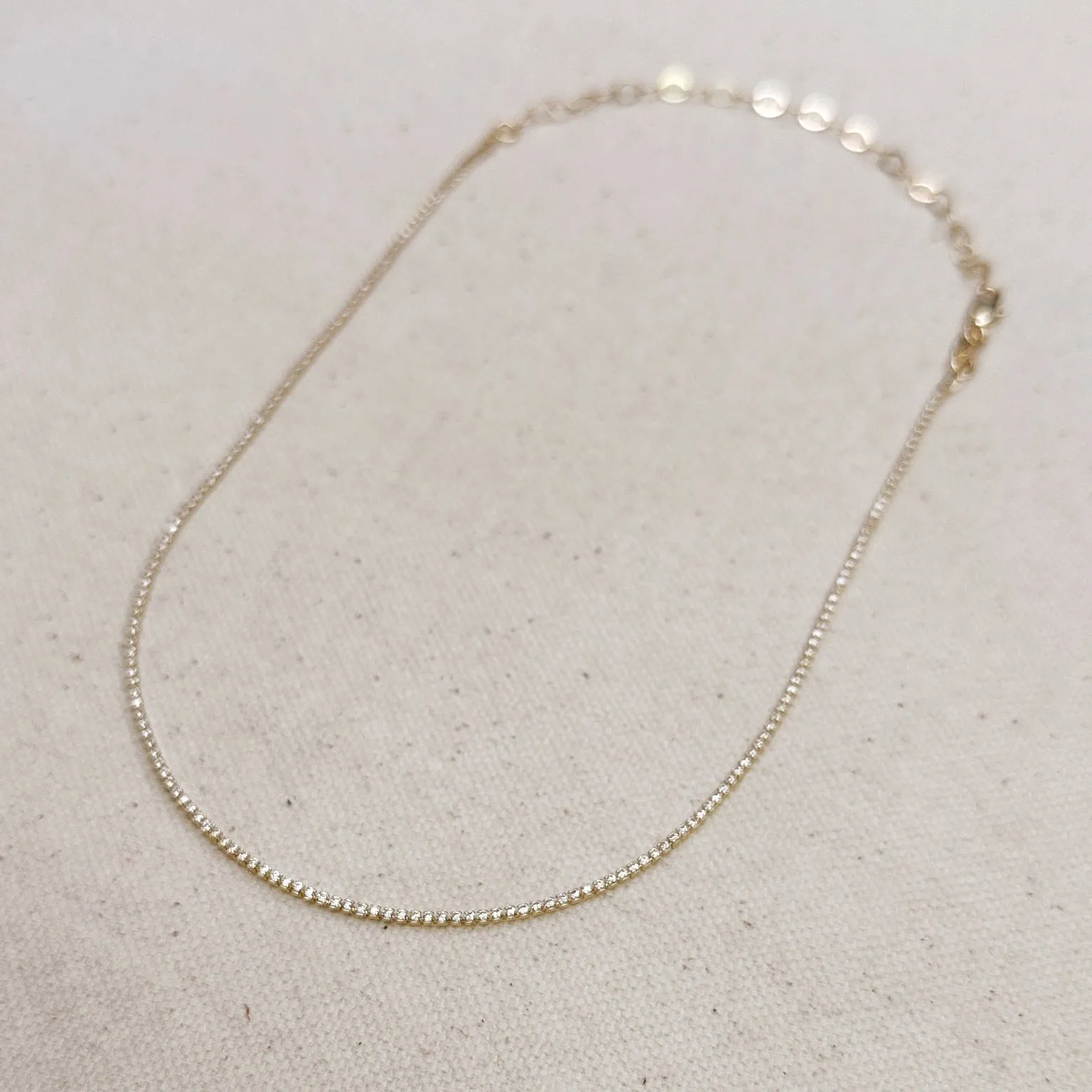18k Gold Filled 1.2mm Cz Tennis Necklace sold by Care Tucker product image thumbnail 2