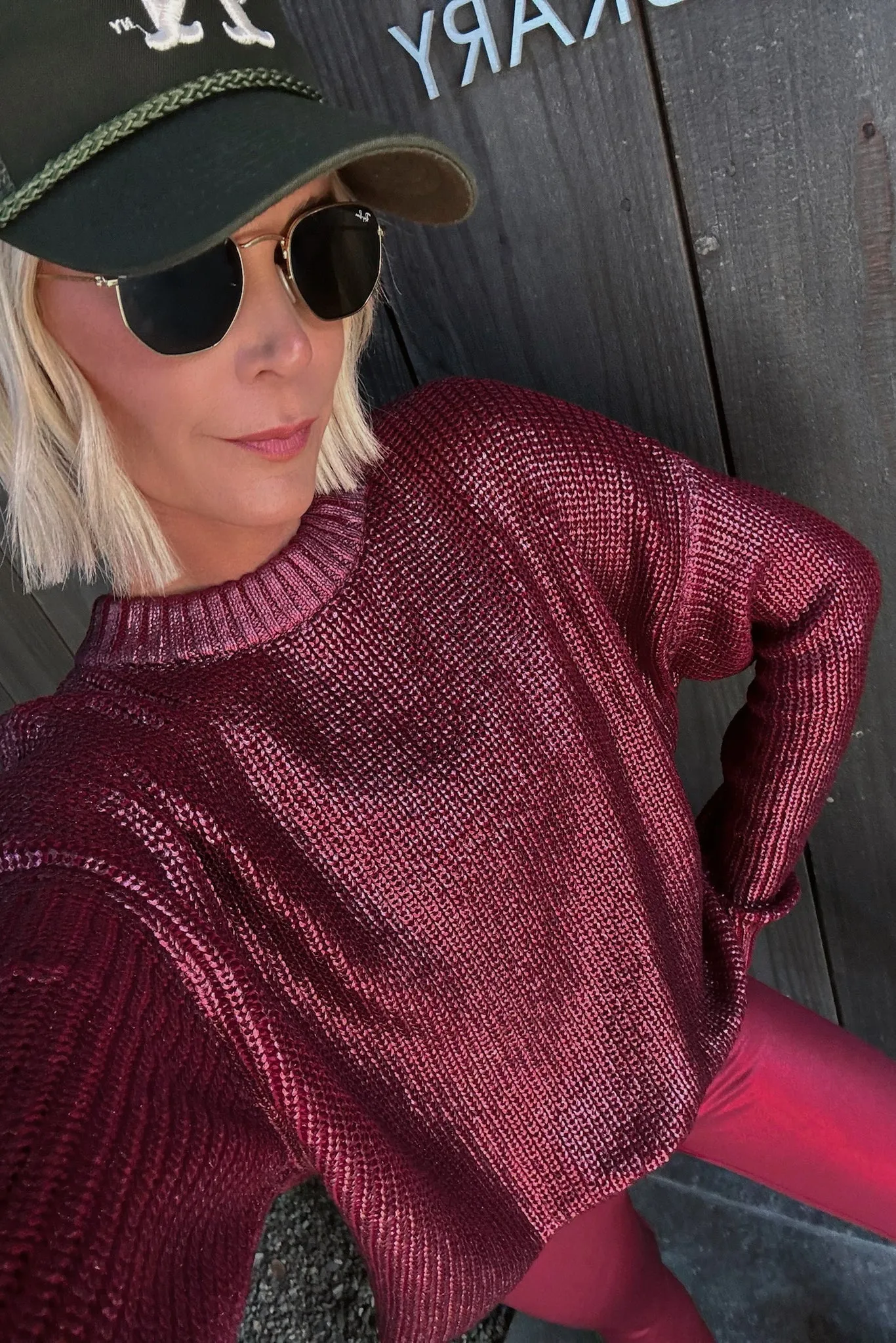 Callie Sweater Merlot Shine sold by Care Tucker