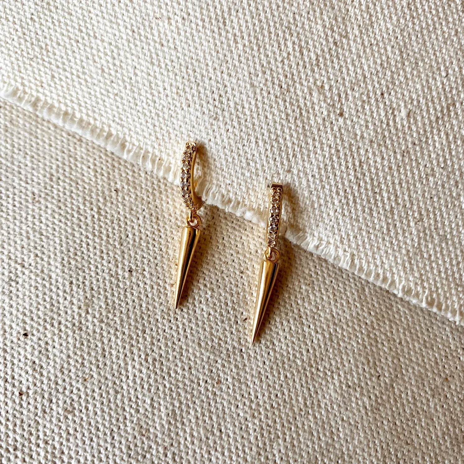 18k Gold Filled Cubic Zircon Hoop Earrings with Spike Drop sold by Care Tucker product image thumbnail 4