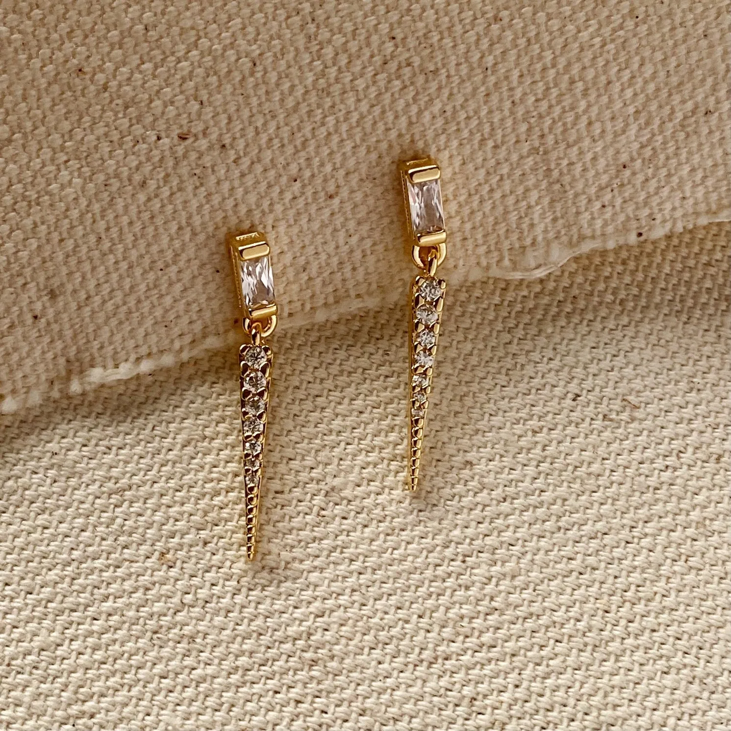 Baguette Cubic Zircon Stone with Spike Drop Earring sold by Care Tucker product image thumbnail 4