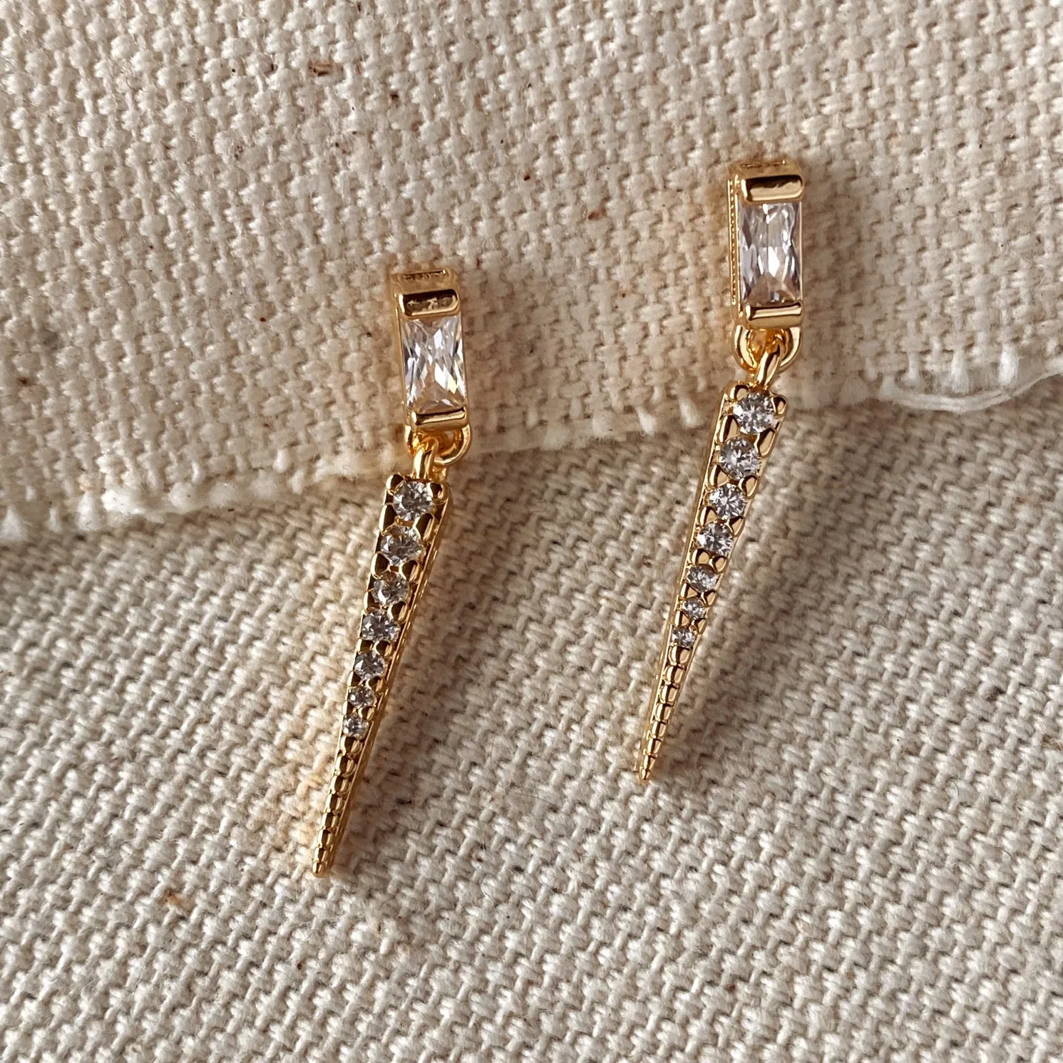Baguette Cubic Zircon Stone with Spike Drop Earring sold by Care Tucker