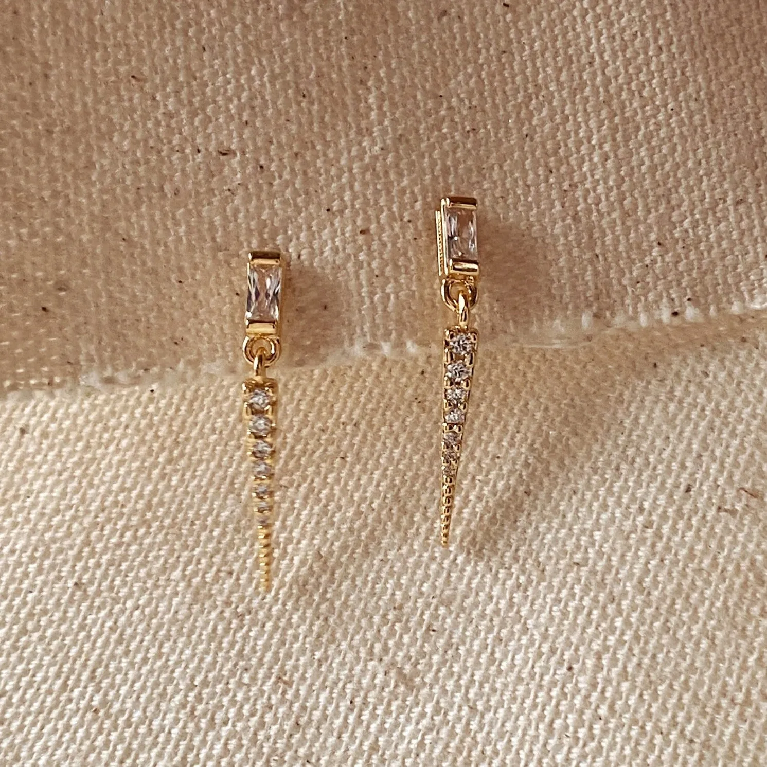 Baguette Cubic Zircon Stone with Spike Drop Earring sold by Care Tucker product image thumbnail 3