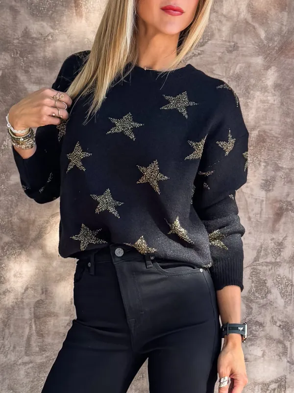 ROUND-NECK SWEATER WITH STAR PATTERN sold by Care Tucker
