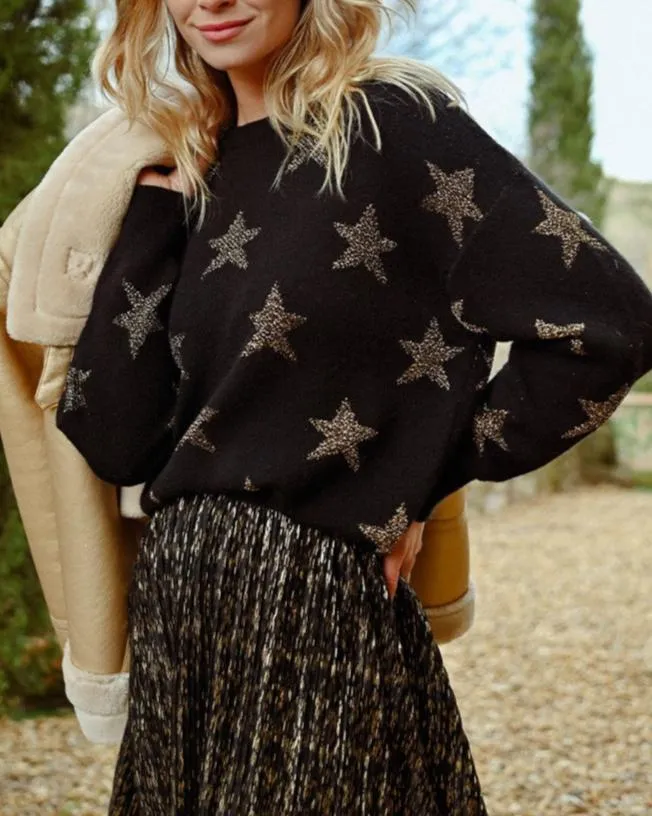 ROUND-NECK SWEATER WITH STAR PATTERN sold by Care Tucker product image thumbnail 5