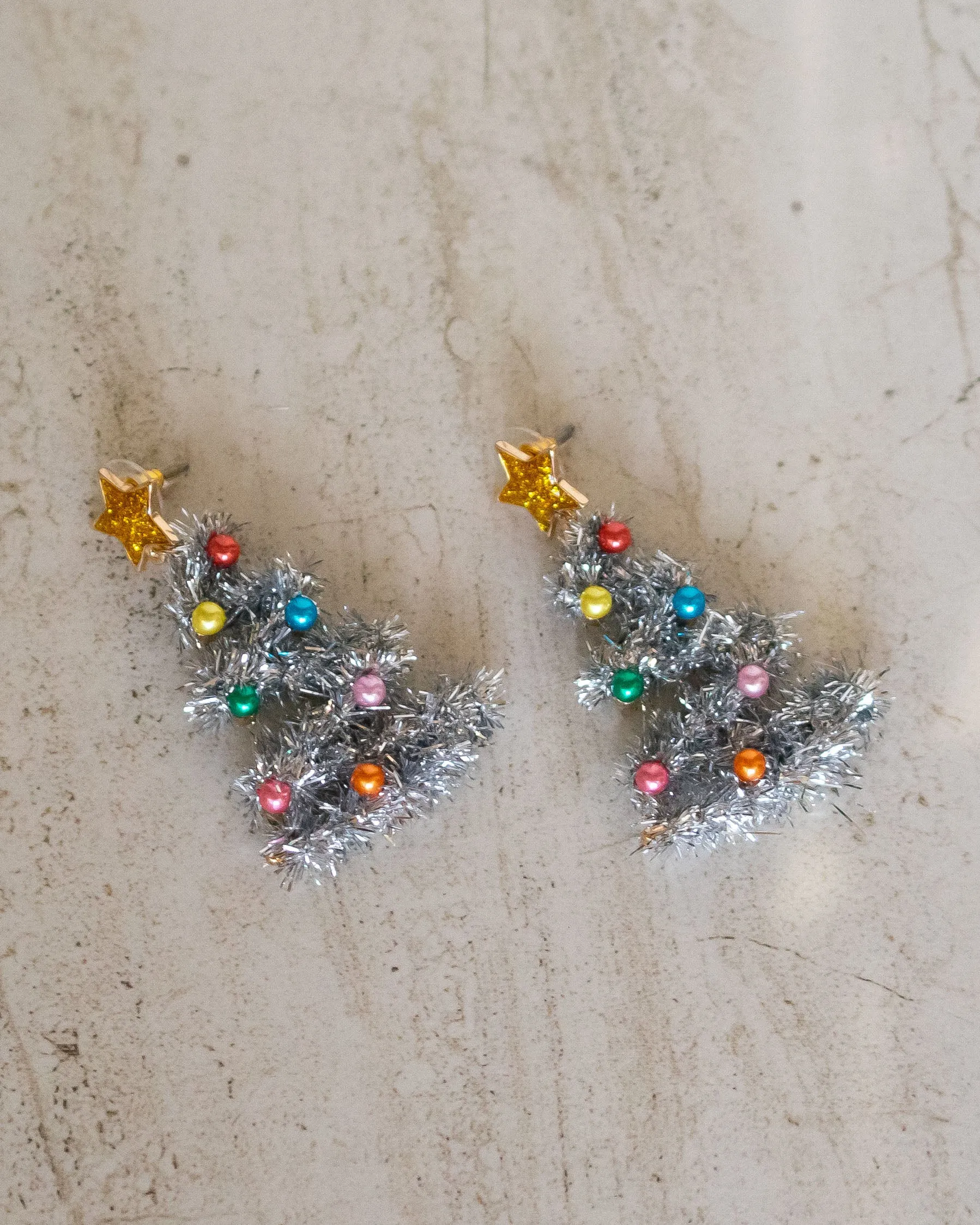 Christmas Tree Tinsel Drop Earrings sold by Care Tucker product image thumbnail 2