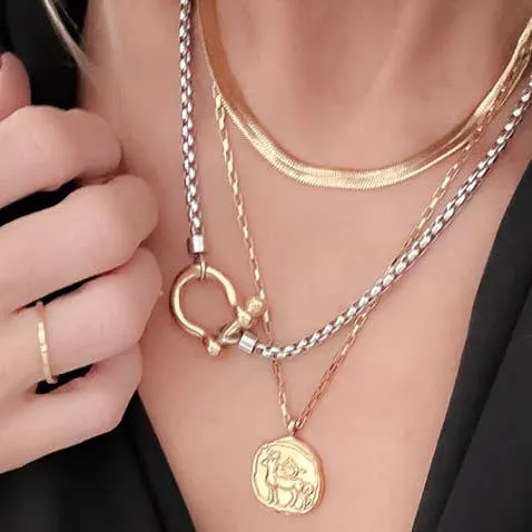 Carabiner Horse Bit- Charm-Wheat Chain Stainless Necklace sold by Care Tucker product image thumbnail 3