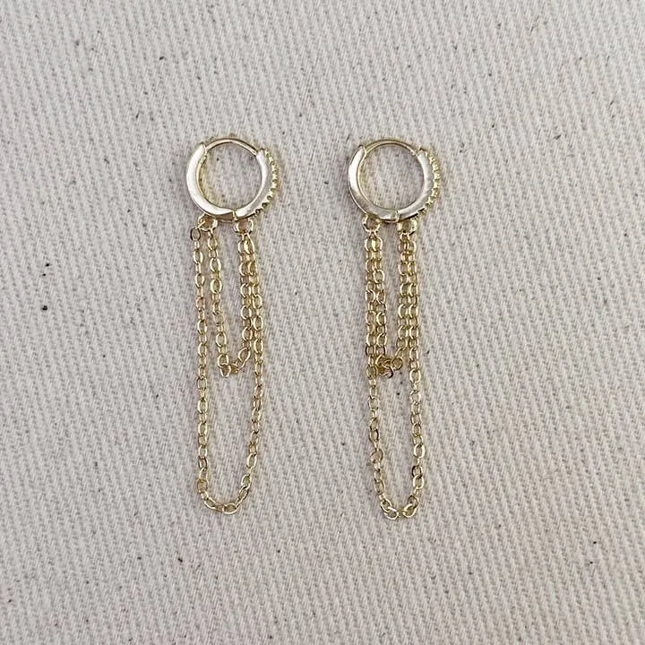 18k Gold Filled Cz Hoop with Dangling Chains Earrings sold by Care Tucker product image thumbnail 2