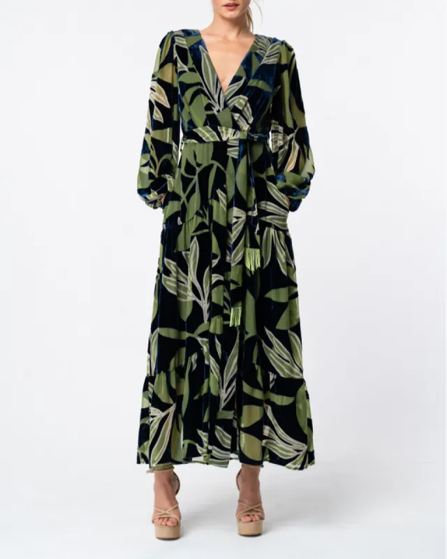 Lilian Velvet Burnout Maxi Wrap Dress sold by Care Tucker