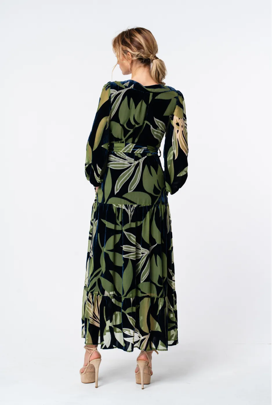 Lilian Velvet Burnout Maxi Wrap Dress sold by Care Tucker product image thumbnail 2