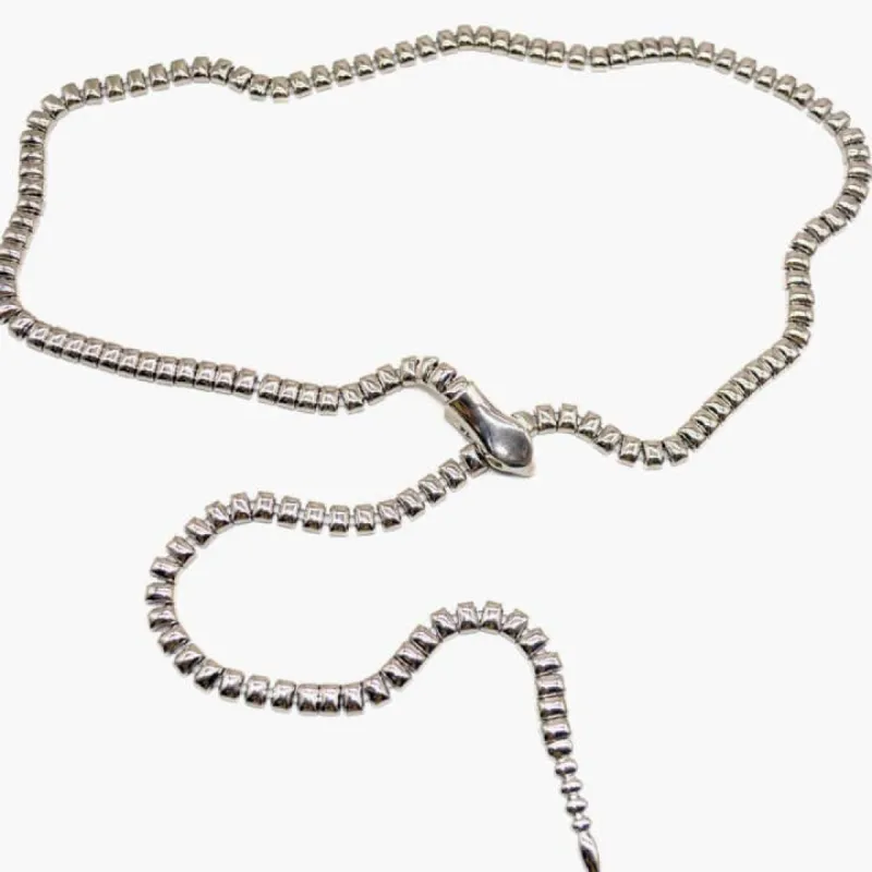 The Snake Lariat Chain Belt necklace . Chunky Steel 14K and Silver sold by Care Tucker