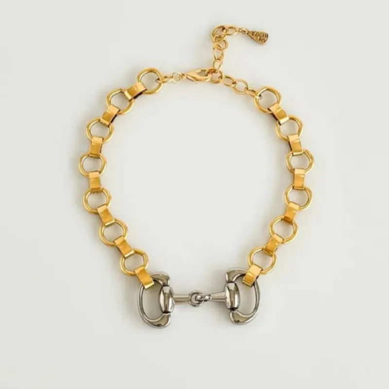 Yochi Horsebit 2 tone necklace made by Care Tucker