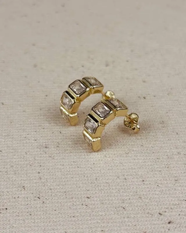 18k Gold Filled Chunky Cz Curve Earrings sold by Care Tucker