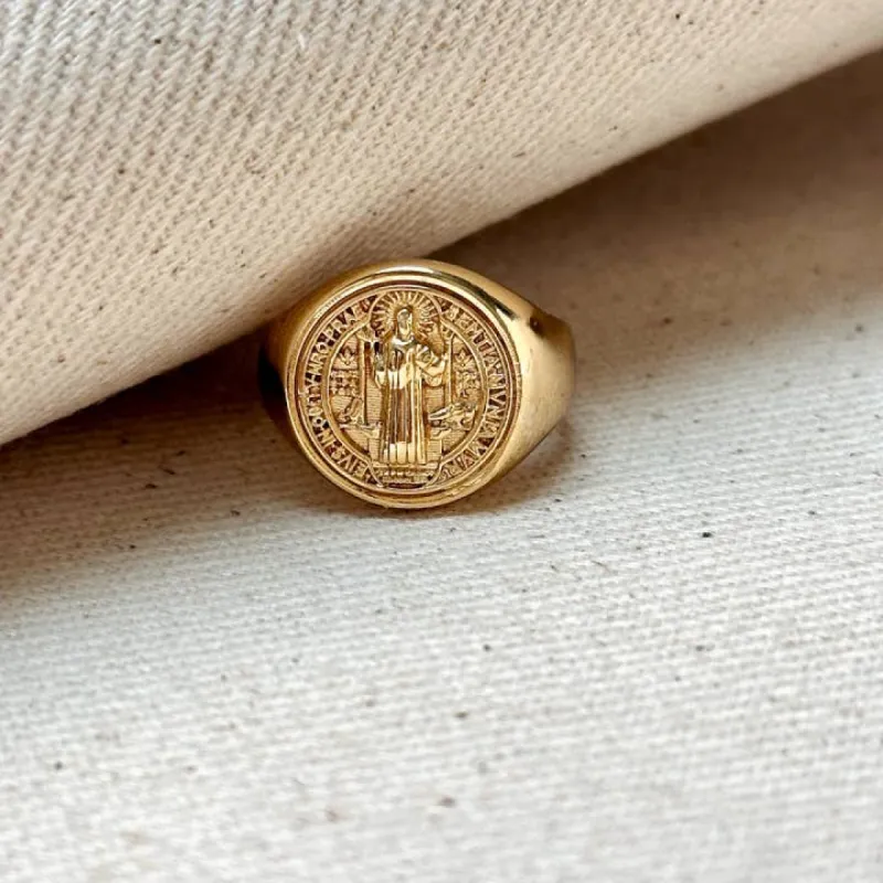 18k Gold Filled Saint Benedict Signet Ring sold by Care Tucker
