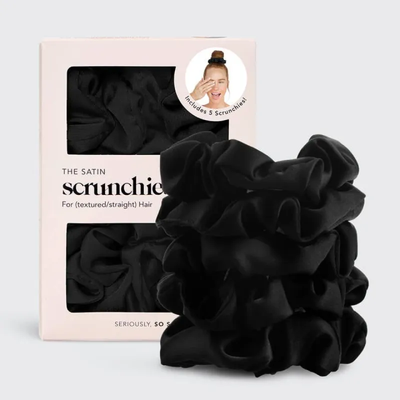 Satin Sleep Scrunchies 5pc - Black sold by Care Tucker