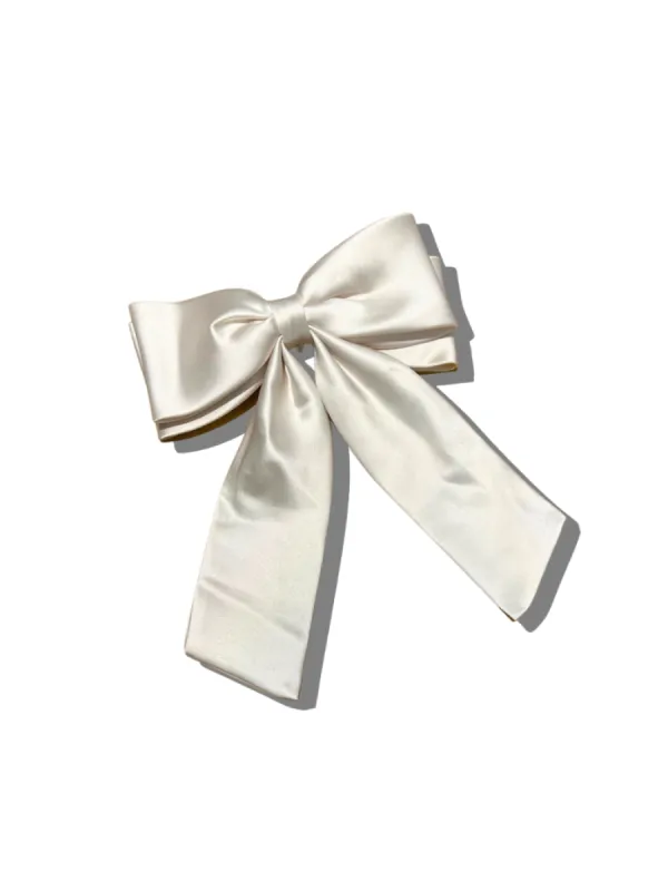 The Perfect Long Satin Hair Bow Barrette sold by Care Tucker