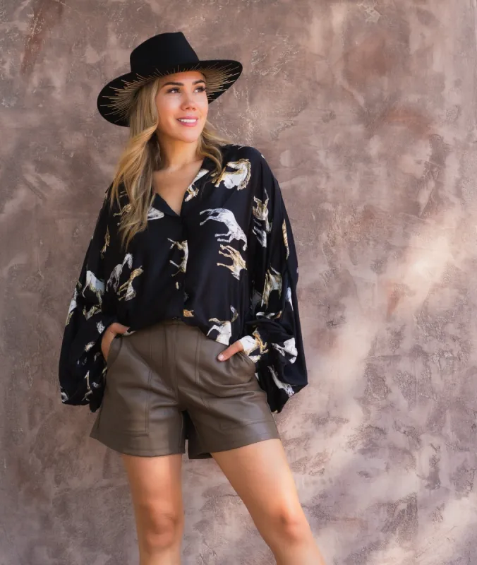Wild Horses Satin Blouse sold by Care Tucker