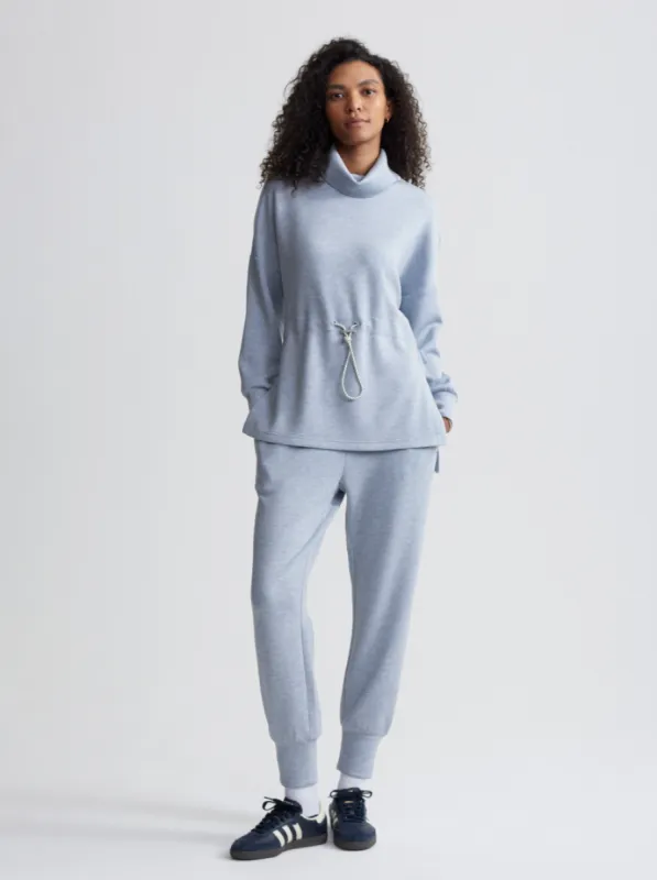 The Slim Cuff Pant 27.5" mid blue marl sold by Care Tucker