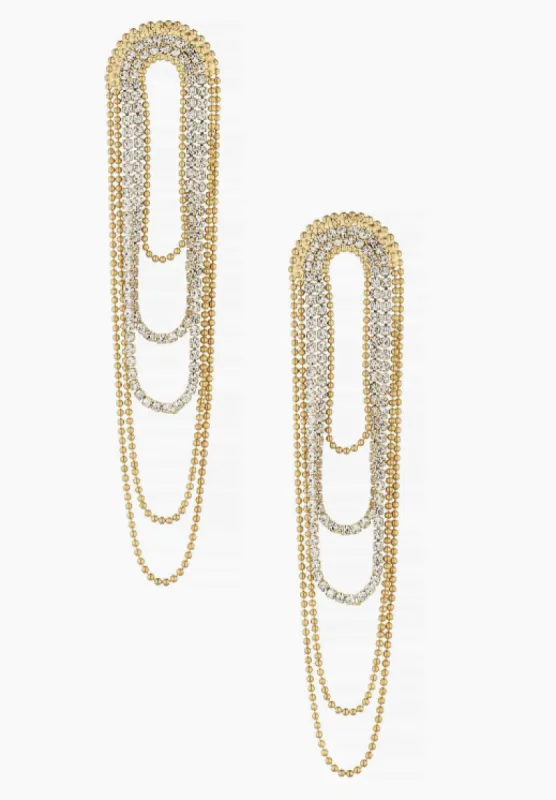 Crystal and 18k Gold Plated Looped Chain Earrings sold by Care Tucker