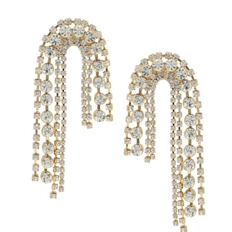 Crystal Arch Chain 18k Gold Plated Statement Earrings sold by Care Tucker