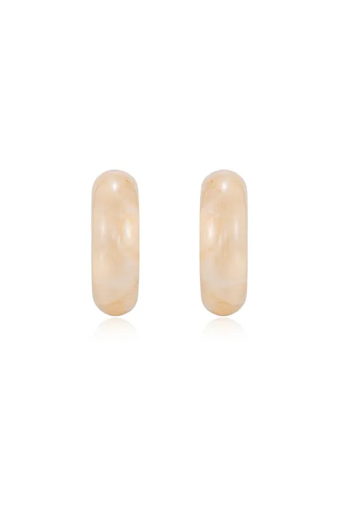 Beige Resin & Pearl 18k Gold Plated Chunky Hoops sold by Care Tucker product image thumbnail 3
