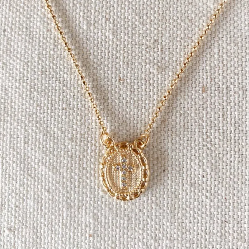 18k Gold Filled Cross Plate Scapular Necklace made by Care Tucker