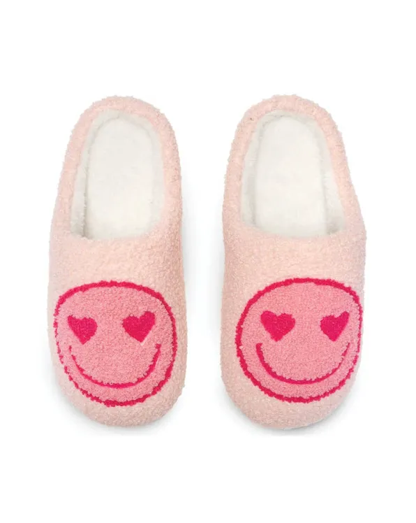 Indoor / Outdoor Slippers - Heart Eyes Happy Faces - Pink sold by Care Tucker