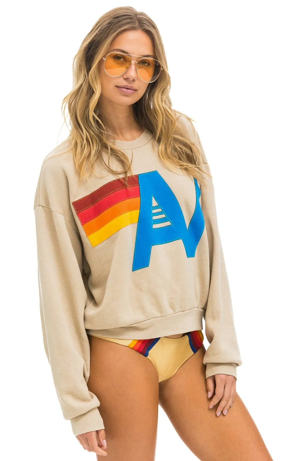 LOGO STITCH RELAXED CREW SWEATSHIRT - SAND sold by Care Tucker product image thumbnail 3