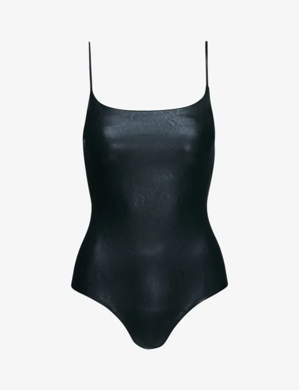 Faux Leather Cami Bodysuit sold by Care Tucker