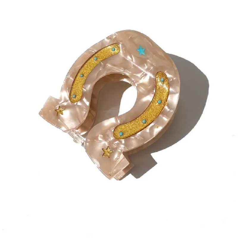 Hand-Painted Lucky Horseshoe Hair Clip | Western sold by Care Tucker