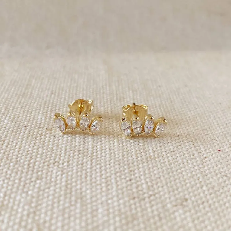 18k Gold Filled Slightly Curved Cubic Zirconia Stud made by Care Tucker