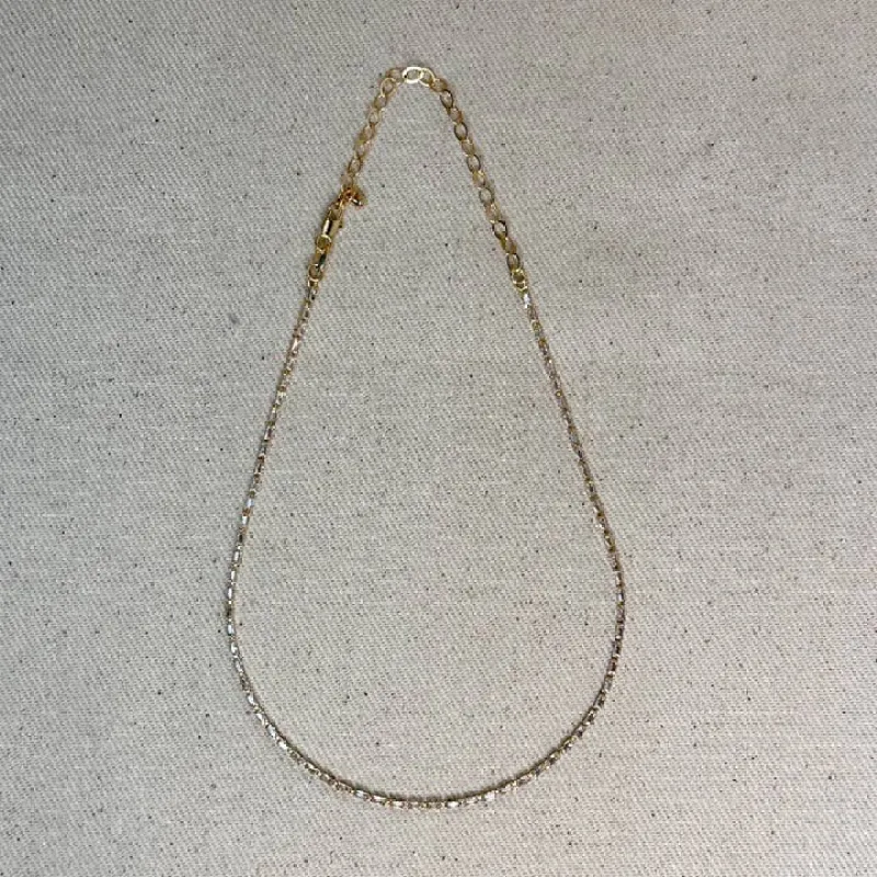 Baguette Cz Tennis Necklace Gold Filled 1.5mm sold by Care Tucker
