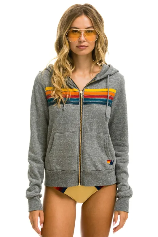 5 STRIPE HOODIE - HEATHER GREY sold by Care Tucker