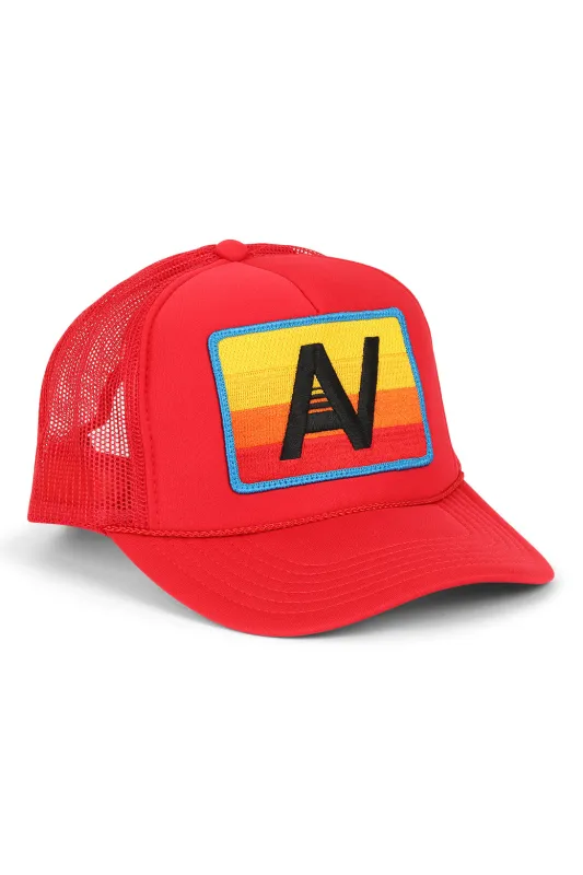 LOGO aviator nation RAINBOW VINTAGE TRUCKER HAT - RED sold by Care Tucker
