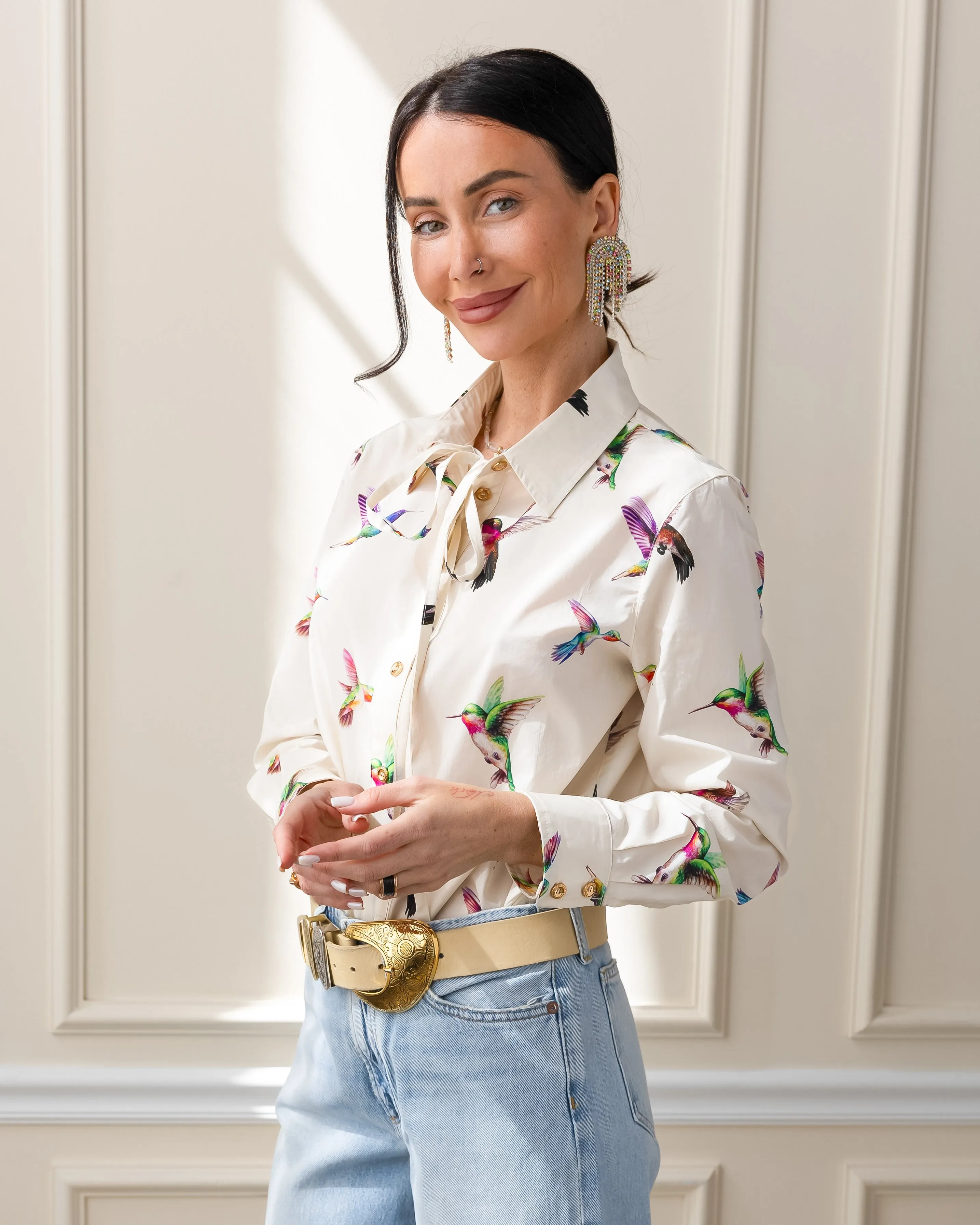 Secretariat Poplin Shirt - Hummingbirds sold by Care Tucker