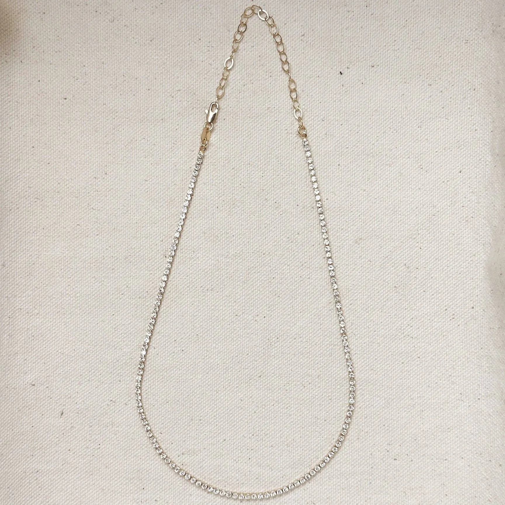 18k Gold Filled 2mm CZ Tennis Necklace sold by Care Tucker