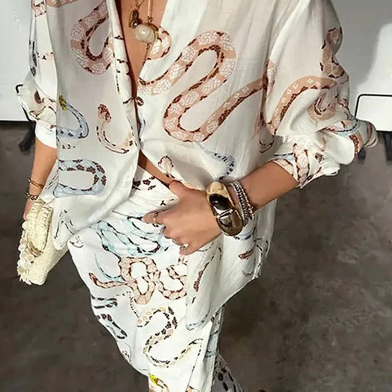 SNAKE PRINT SHIRT SLIT SKIRT LOOSE SET sold by Care Tucker product image thumbnail 2