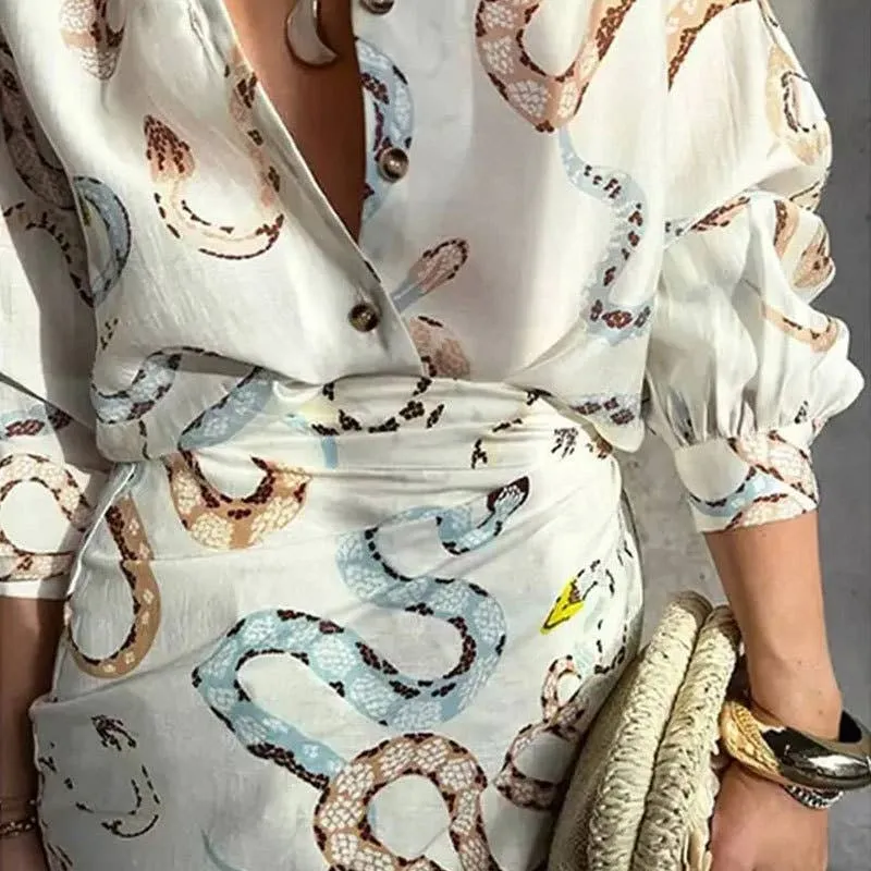 SNAKE PRINT SHIRT SLIT SKIRT LOOSE SET sold by Care Tucker product image thumbnail 3