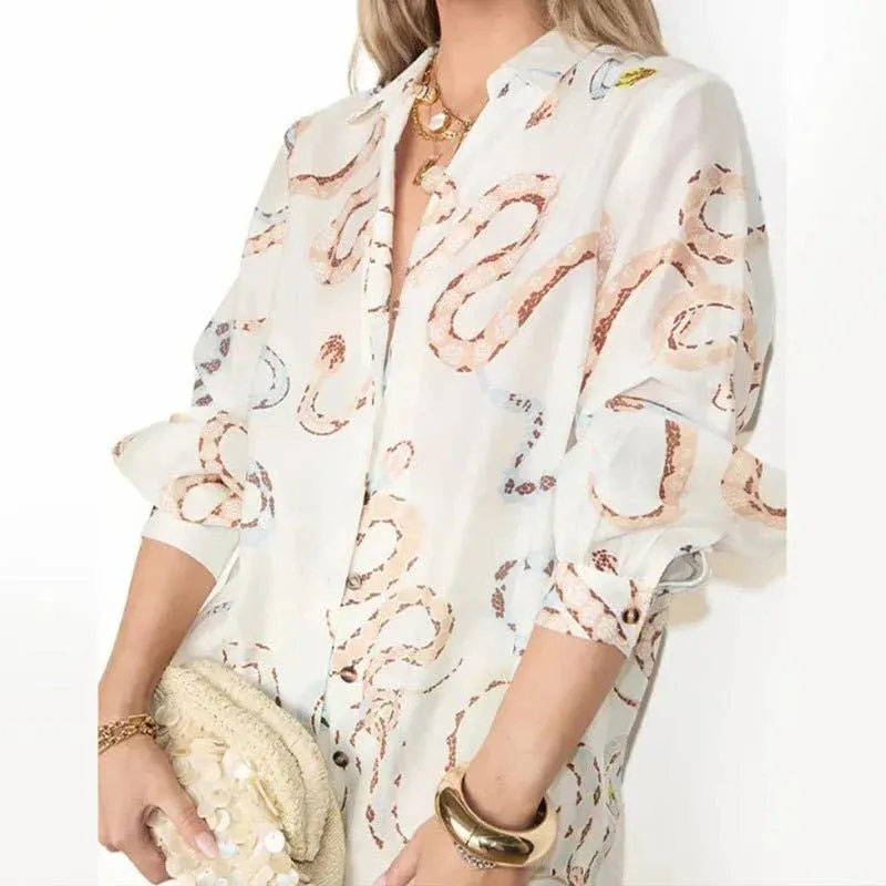 SNAKE PRINT SHIRT SLIT SKIRT LOOSE SET sold by Care Tucker product image thumbnail 5