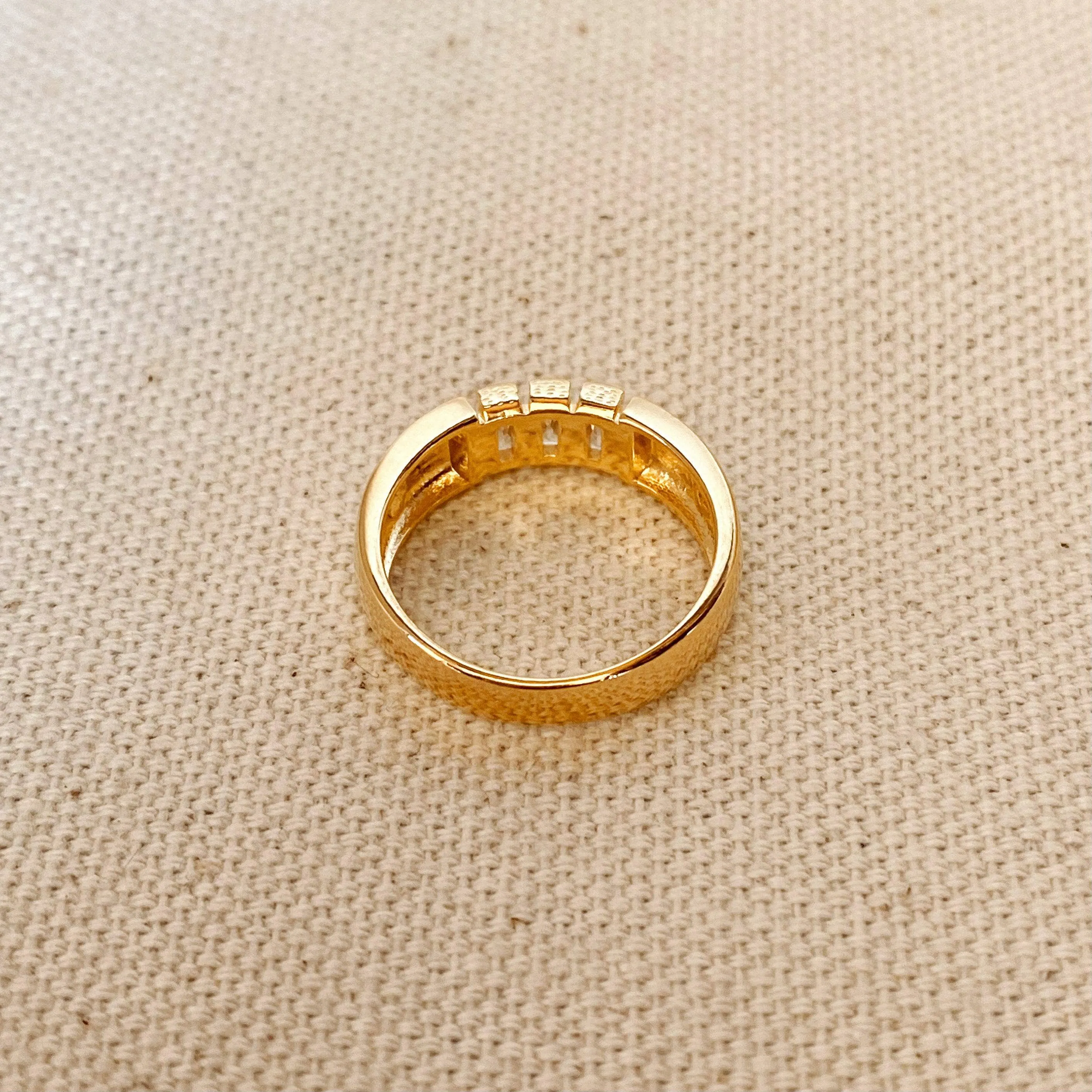 18k Gold Filled Trio baguette Cubic Zirconia Stone Ring sold by Care Tucker product image thumbnail 3