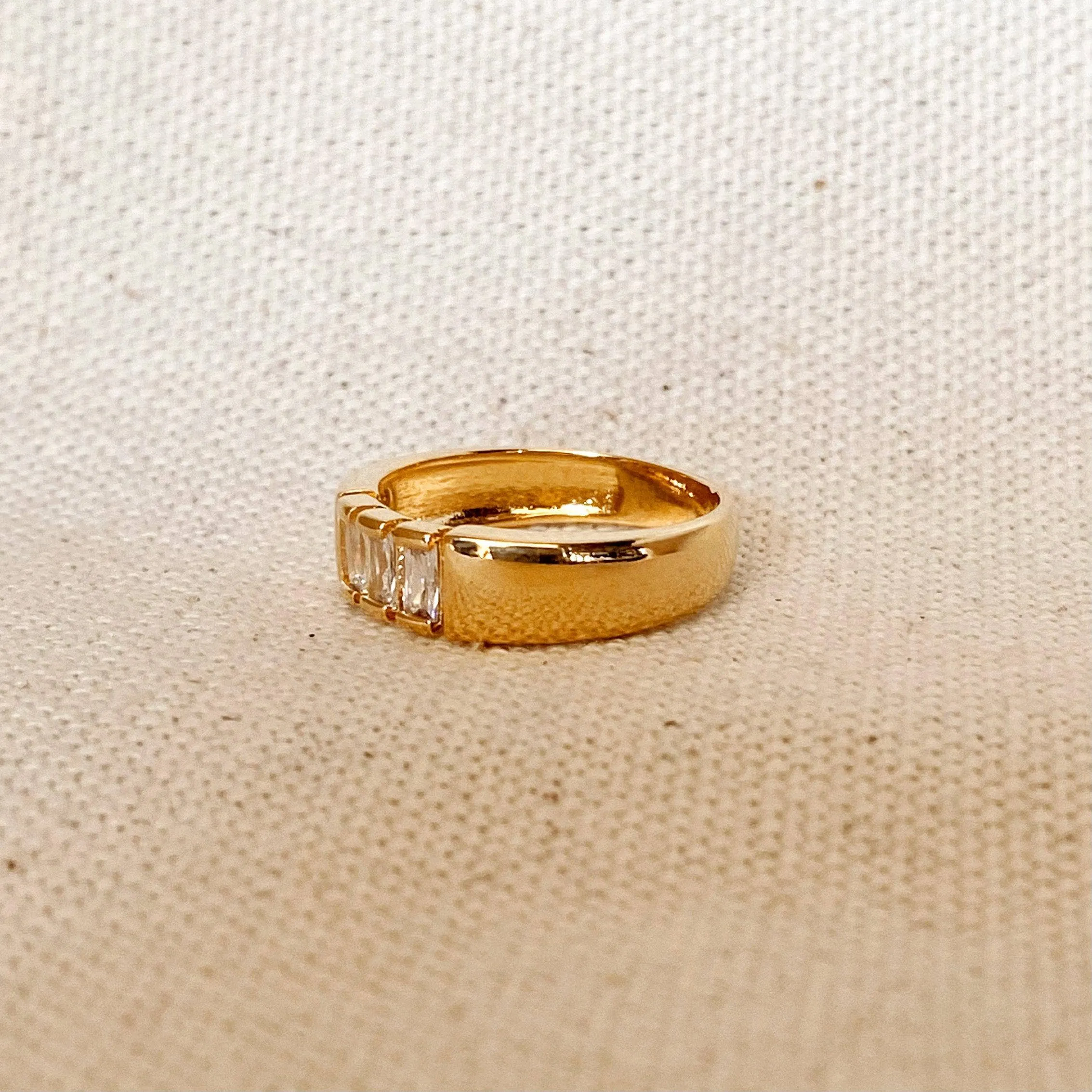 18k Gold Filled Trio baguette Cubic Zirconia Stone Ring sold by Care Tucker product image thumbnail 4