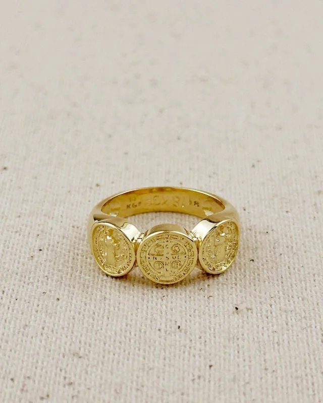 18k Gold Filled Triple Saint Benedict Ring sold by Care Tucker