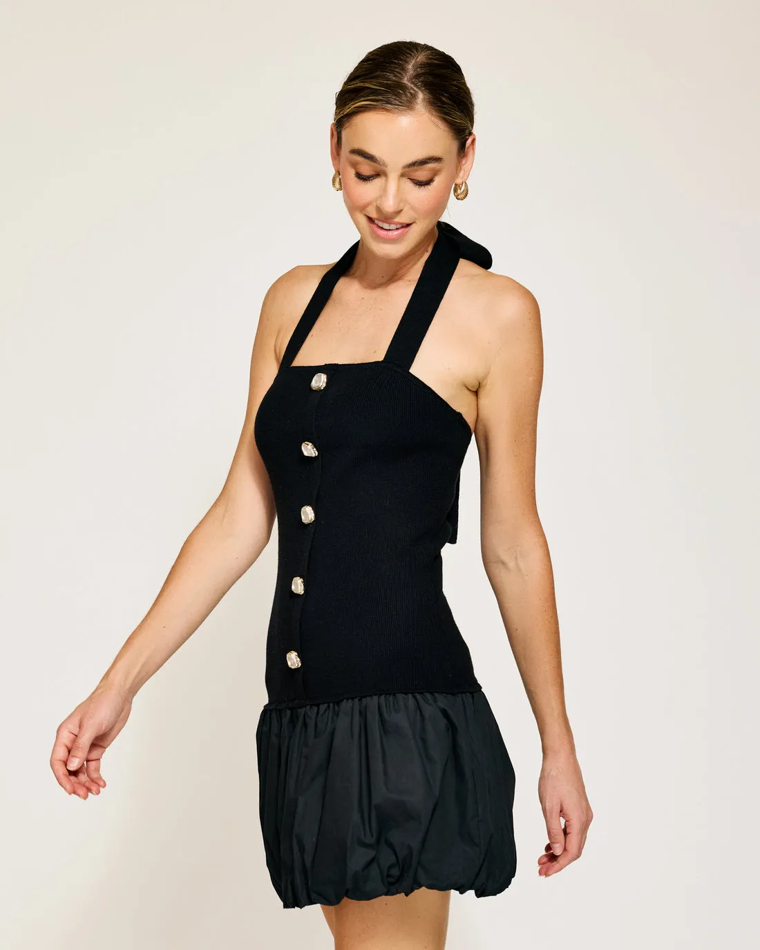 RAMONA MIX-MEDIA BALLOON MINI DRESS sold by Care Tucker product image thumbnail 4