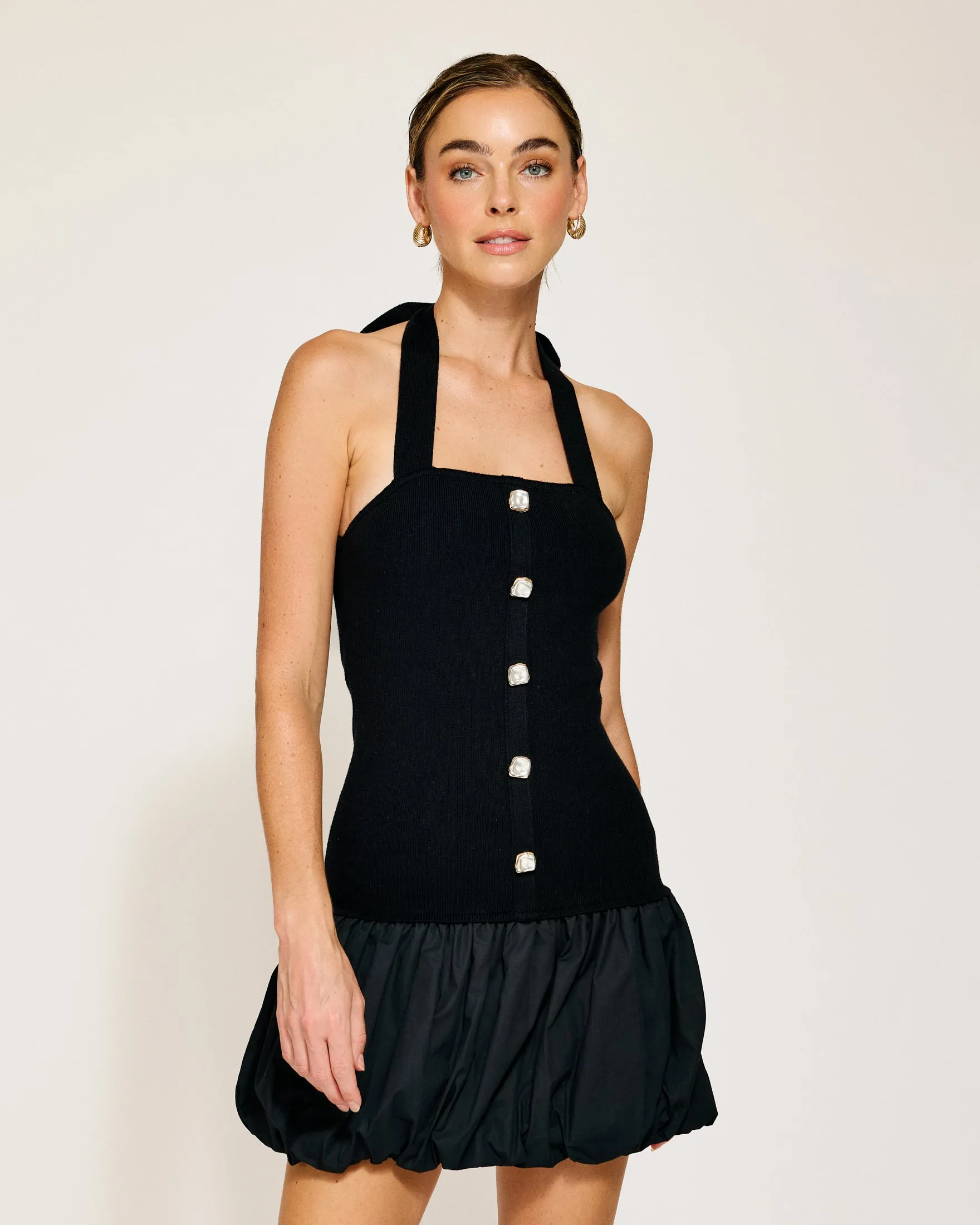 RAMONA MIX-MEDIA BALLOON MINI DRESS sold by Care Tucker product image thumbnail 2