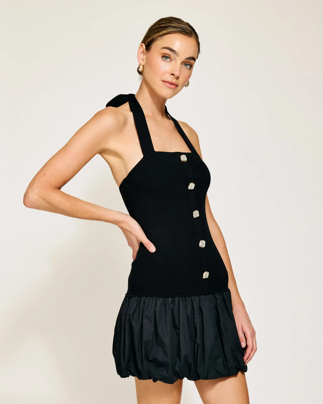 RAMONA MIX-MEDIA BALLOON MINI DRESS sold by Care Tucker product image thumbnail 3