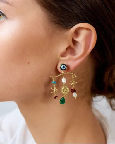 Let Your Sun Shine Eye Charm Chandelier Earring 14K sold by Care Tucker