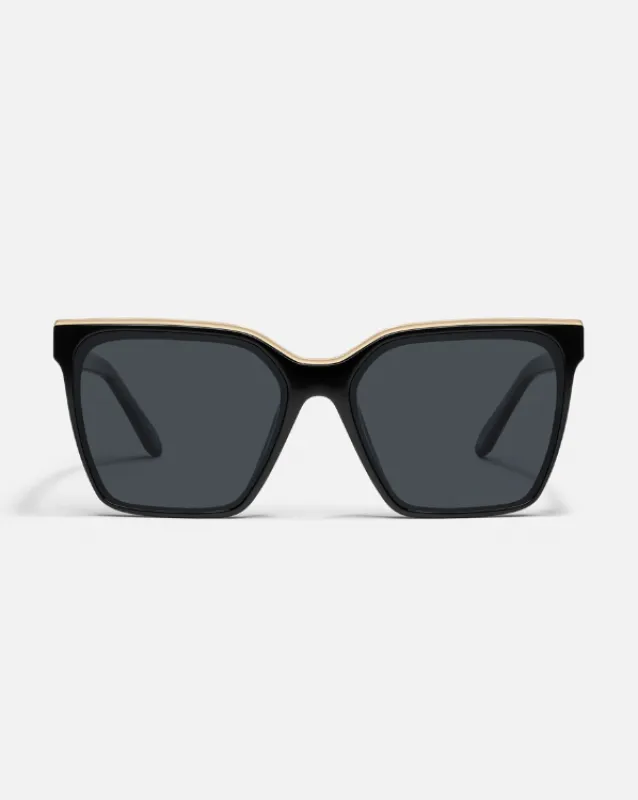 LEVEL UP - Black Gold Frame / Smoke Polarized Lens sold by Care Tucker